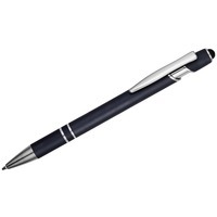 Ручка-стилус металлическая шариковая SWAY soft-touch, синие чернила, d0,9 х 14,6 см, темно-синий/серебристый