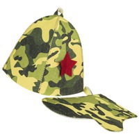 Банный набор Partisan: банная шапка со звездой, мочалка-рукавица и набор для бани мужской подарочный
