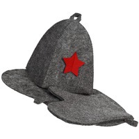 Фото Банный набор General: шапка со звездой, мочалка-рукавица, коврик из войлока., производитель Сделано в России
