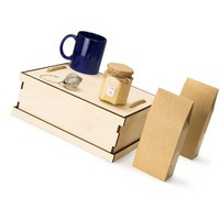 Продуктовый набор подарочный металлический TEA DUO DELUXE: кружка, крем-мед, чай черный и зеленый, ситечко для чая в подарочной коробке