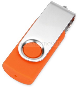 Фото Оранжевый набор из металла Vision Pro Plus soft-touch с флешкой, ручкой и блокнотом А5