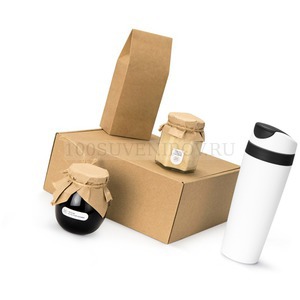 Фото Подарочный сладкий пластиковый набор TEA CUP SUPERIOR HONEY: чай, варенье, крем-мед, термокружка