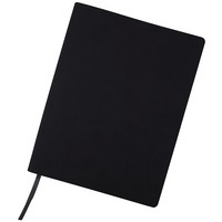 Бизнес-блокнот "Biggy", B5 формат, черный, серый форзац, мягкая обложка, в клетку