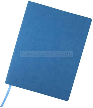 Фото Бизнес-блокнот "Biggy", B5 формат, голубой, серый форзац, мягкая обложка, в клетку