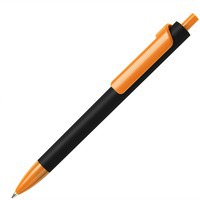 Ручка шариковая FORTE SOFT BLACK, черный/оранжевый, пластик, покрытие soft touch