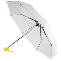 Зонт складной нейлоновый FANTASIA, механический, белый с желтой ручкой