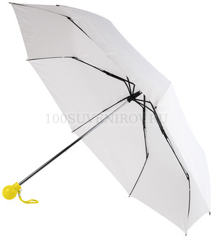 Фото Нейлоновый складной зонт FANTASIA, механический, белый с желтой ручкой