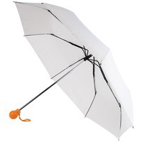 Зонт складной нейлоновый FANTASIA, механический, белый с оранжевой ручкой