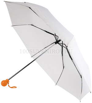 Фото Нейлоновый складной зонт FANTASIA, механический, белый с оранжевой ручкой
