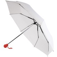 Зонт складной пластиковый FANTASIA, механический, белый с красной ручкой