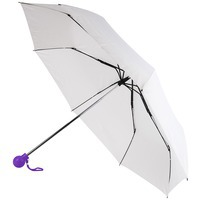 Зонт складной пластиковый FANTASIA, механический, белый с фиолетовой ручкой