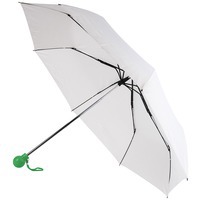 Зонт складной нейлоновый FANTASIA, механический, белый с зеленой ручкой