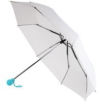Зонт складной пластиковый FANTASIA, механический, белый с голубой ручкой