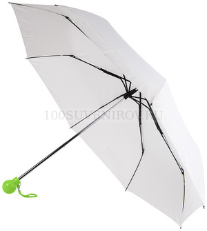 Фото Нейлоновый складной зонт FANTASIA, механический, белый со светло-зеленой ручкой