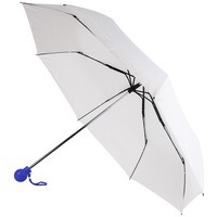 Зонт складной пластиковый FANTASIA, механический, белый с синей ручкой