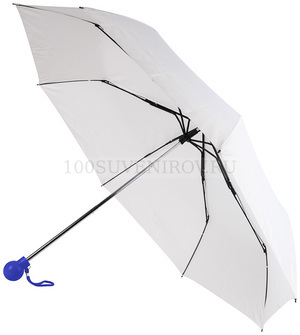 Фото Пластиковый складной зонт FANTASIA, механический, белый с синей ручкой