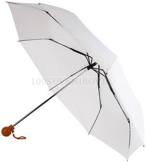Фото Нейлоновый складной зонт FANTASIA, механический, белый со светло-коричневой ручкой