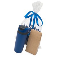 Набор подарочный синий из пластика MATTINA PLUS: кофе зерновой, термокружка