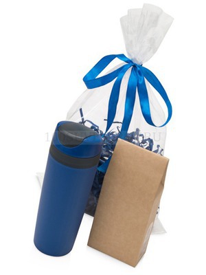 Фото Подарочный набор синий из пластика MATTINA PLUS: кофе зерновой, термокружка