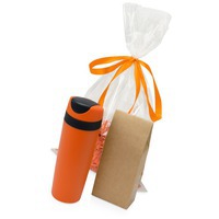 Набор подарочный оранжевый из пластика MATTINA PLUS: кофе зерновой, термокружка