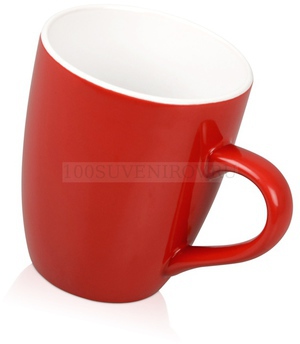 Фото Красная кружка из керамики TULIP под нанесение логотипа, 360 мл., d8,5 х 11 см