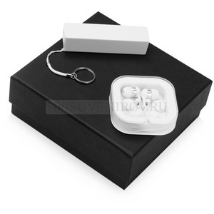Фото Подарочный набор белый из пластика NON-STOP MUSIC с наушниками и зарядным устройством