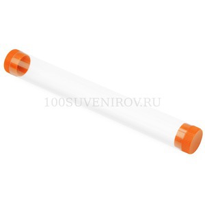 Фото Футляр-туба пластиковый для ручки «Tube 2.0» (прозрачный, оранжевый)