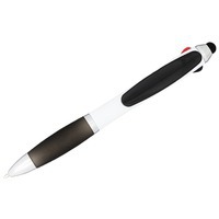 Пластиковая ручка-стилус шариковая Nash 4 в 1 с разными чернилами: синими, красными, зелеными. d1,3 х 13,5 см