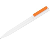 Фото Ручка шариковая Split Neon, белая с оранжевым