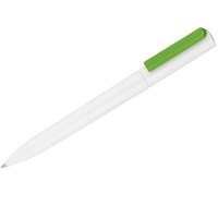 Ручка шариковая белая с зеленым из пластика SPLIT NEON