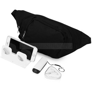 Фото Подарочный набор белый из полиэстера VIRTUALITY с 3D очками, наушниками, зарядным устройством и сумкой