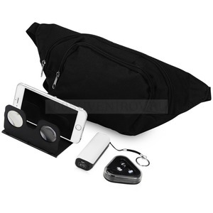 Фото Подарочный набор черный из полиэстера VIRTUALITY с 3D очками, наушниками, зарядным устройством и сумкой