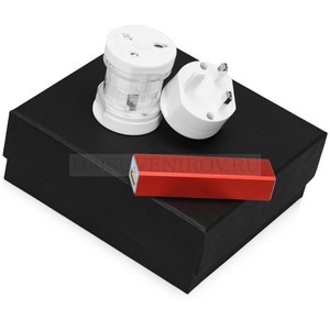 Фото Подарочный набор красный из пластика CHARGE с адаптером и зарядным устройством