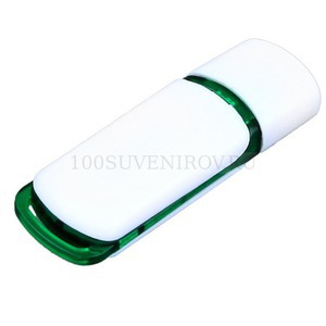 Фото USB-флешка на 32 Гб с цветными вставками (белый, зеленый)