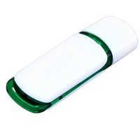 USB-флешка на 64 Гб с цветными вставками, белый/зеленый
