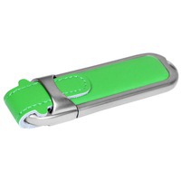 USB-флешка на 16 Гб с массивным классическим корпусом, зеленый/серебристый