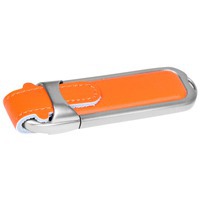 USB-флешка на 16 Гб с массивным классическим корпусом, оранжевый/серебристый