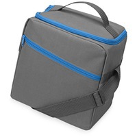 Изотермическая сумка-холодильник CLASSIC с контрастной молнией, 8,5 л., 23,5 х 15 х 25 см, max длина ремня 132 см, внутр. размер 22,5 х 14 х 24 см.  , серый/голубой
