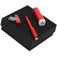 Набор подарочный пластиковый On-THE-go с флешкой, ручкой и зарядным устройством