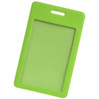 Зеленый чехол для пропуска DEVON из искусственной кожи, с окном, 6,3х10,4 см. Предусмотрено нанесение логотипа - бесцветное тиснение, полноцветная уф-печать.