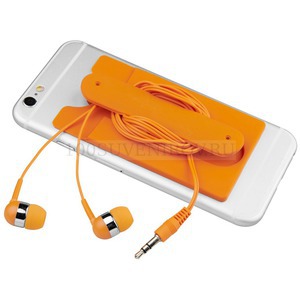 Фото Набор: наушники, бумажник для телефона (оранжевый)