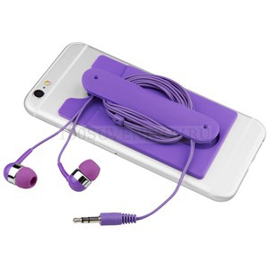 Фото Набор: наушники, бумажник для телефона (пурпурный)
