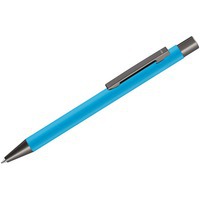 Ручка металлическая шариковая STRAIGHT GUM soft-touch с зеркальной гравировкой, голубой