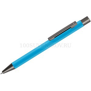 Фото Ручка металлическая шариковая STRAIGHT GUM soft-touch с зеркальной гравировкой «UMA» (голубой)