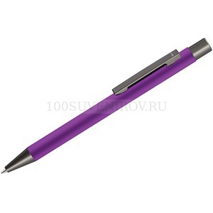 Фото Ручка металлическая шариковая STRAIGHT GUM soft-touch с зеркальной гравировкой «UMA» (фиолетовый)