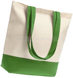 Фото Холщовая сумка ярко-зеленая SHOPAHOLIC с флексом