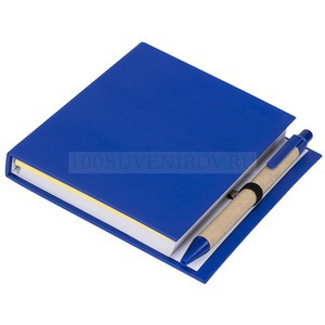 Фото Комбинированный блокнот с шариковой ручкой (синий)