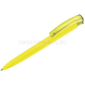 Фото Ручка пластиковая шариковая трехгранная TRINITY K transparent GUM soft-touch «UMA» (желтый)