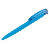 Ручка пластиковая шариковая трехгранная TRINITY K transparent GUM soft-touch, голубой