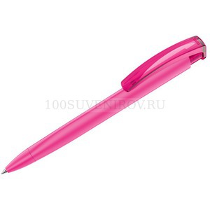 Фото Ручка пластиковая шариковая трехгранная TRINITY K transparent GUM soft-touch «UMA» (розовый)